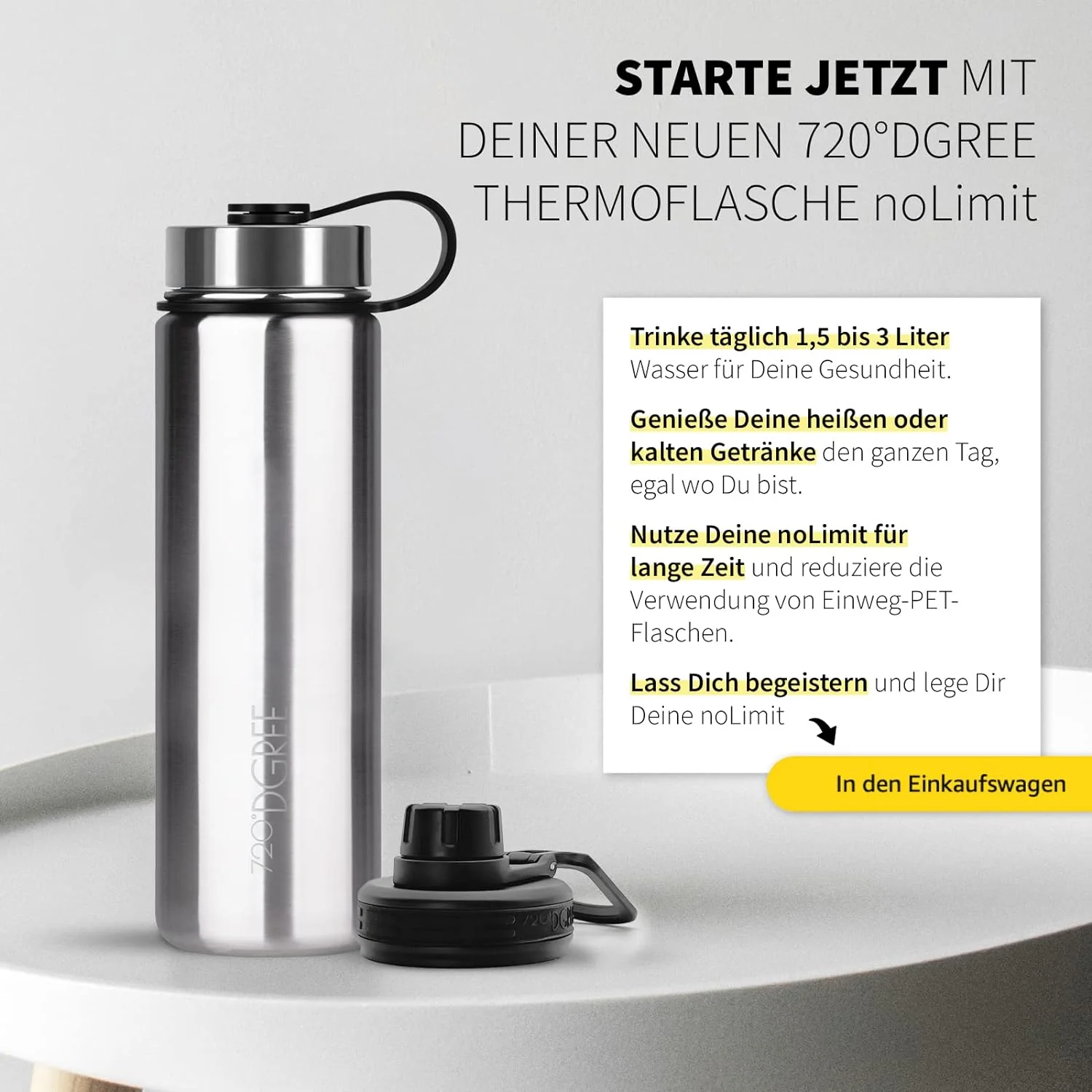 noLimit | Isolier Trinkflasche aus Edelstahl inkl. Sportdeckel - Image 104