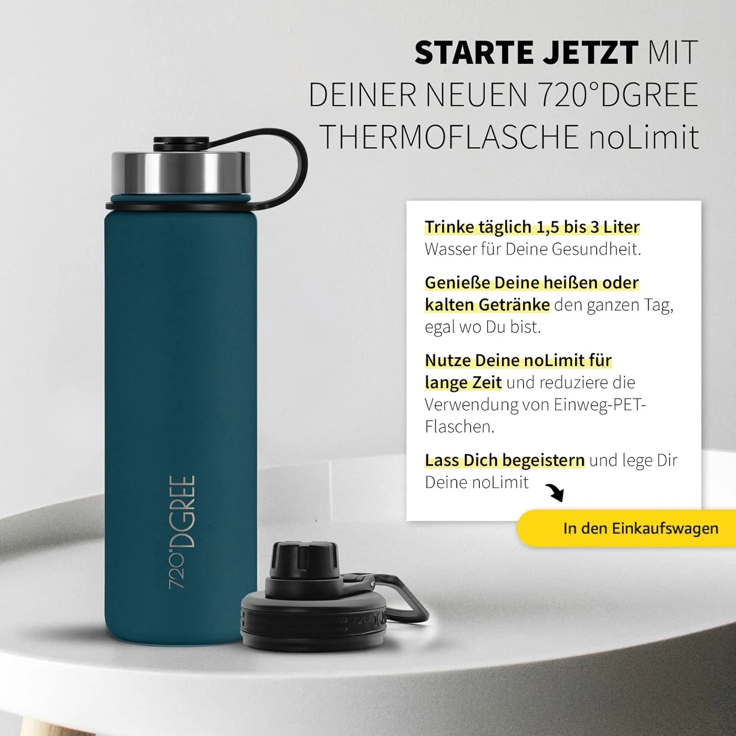 noLimit | Isolier Trinkflasche aus Edelstahl inkl. Sportdeckel - Image 108