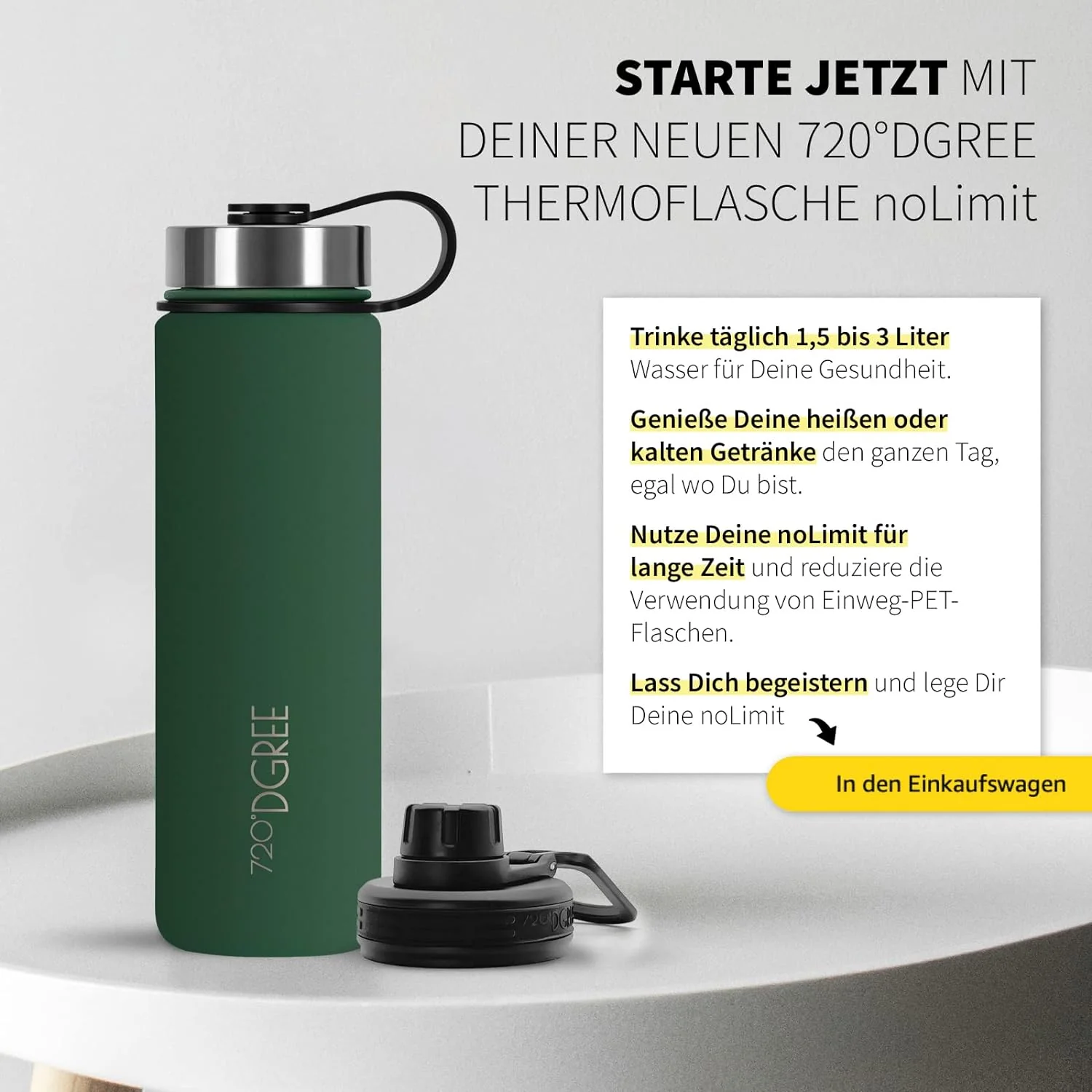 noLimit | Isolier Trinkflasche aus Edelstahl inkl. Sportdeckel - Image 112