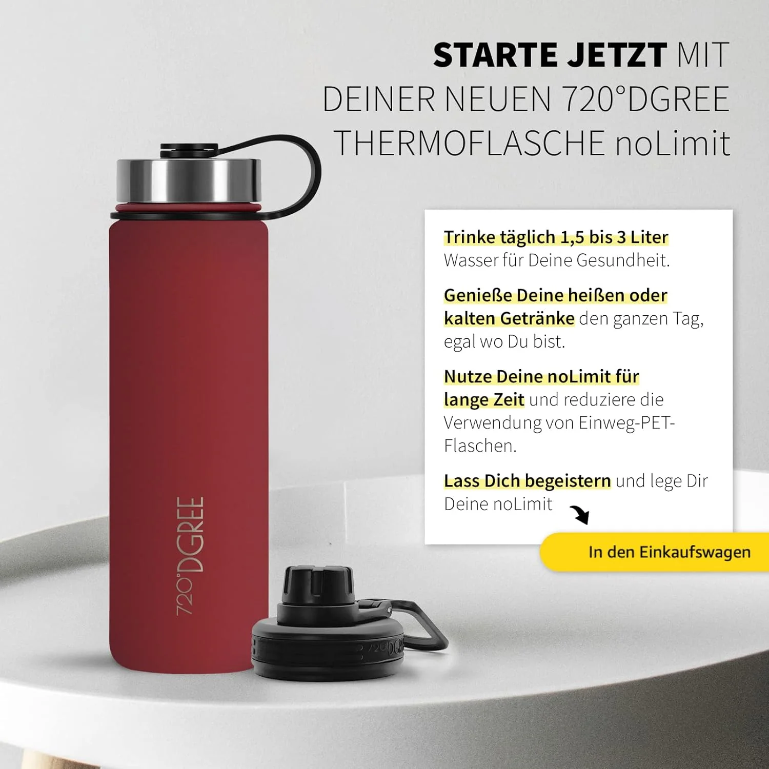 noLimit | Isolier Trinkflasche aus Edelstahl inkl. Sportdeckel - Image 116