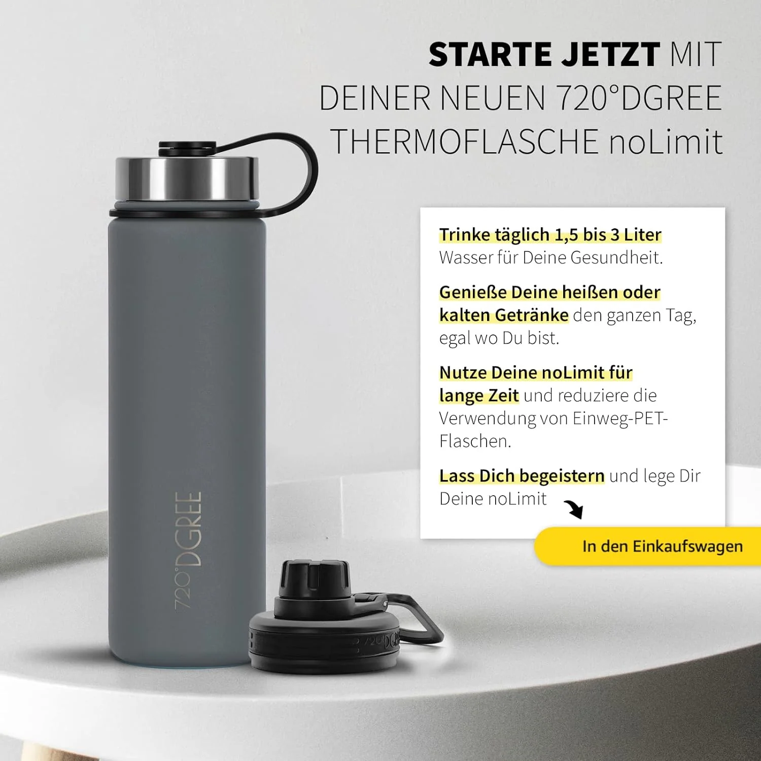 noLimit | Isolier Trinkflasche aus Edelstahl inkl. Sportdeckel - Image 96