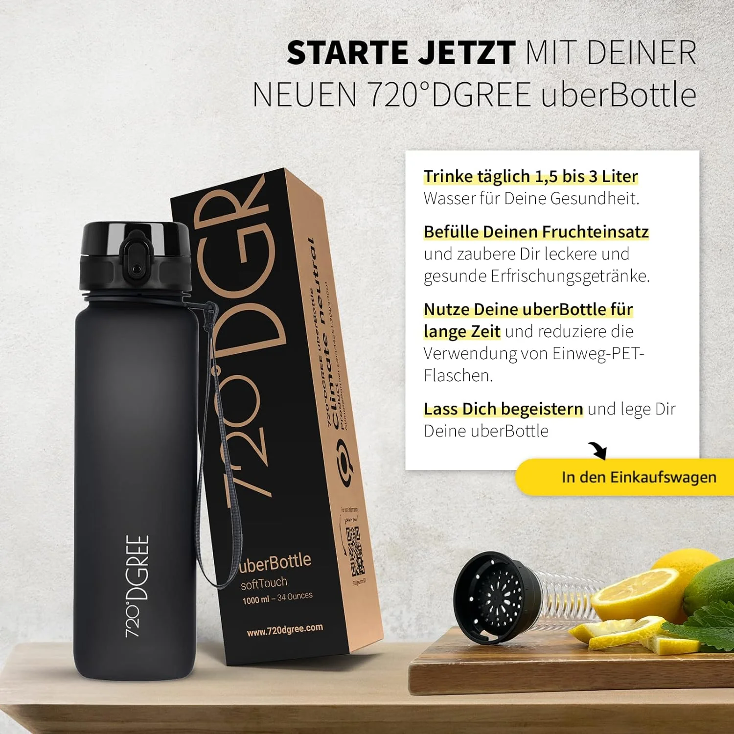 uberBottle Trinkflasche | softTouch Fruchtbehälter - Image 104