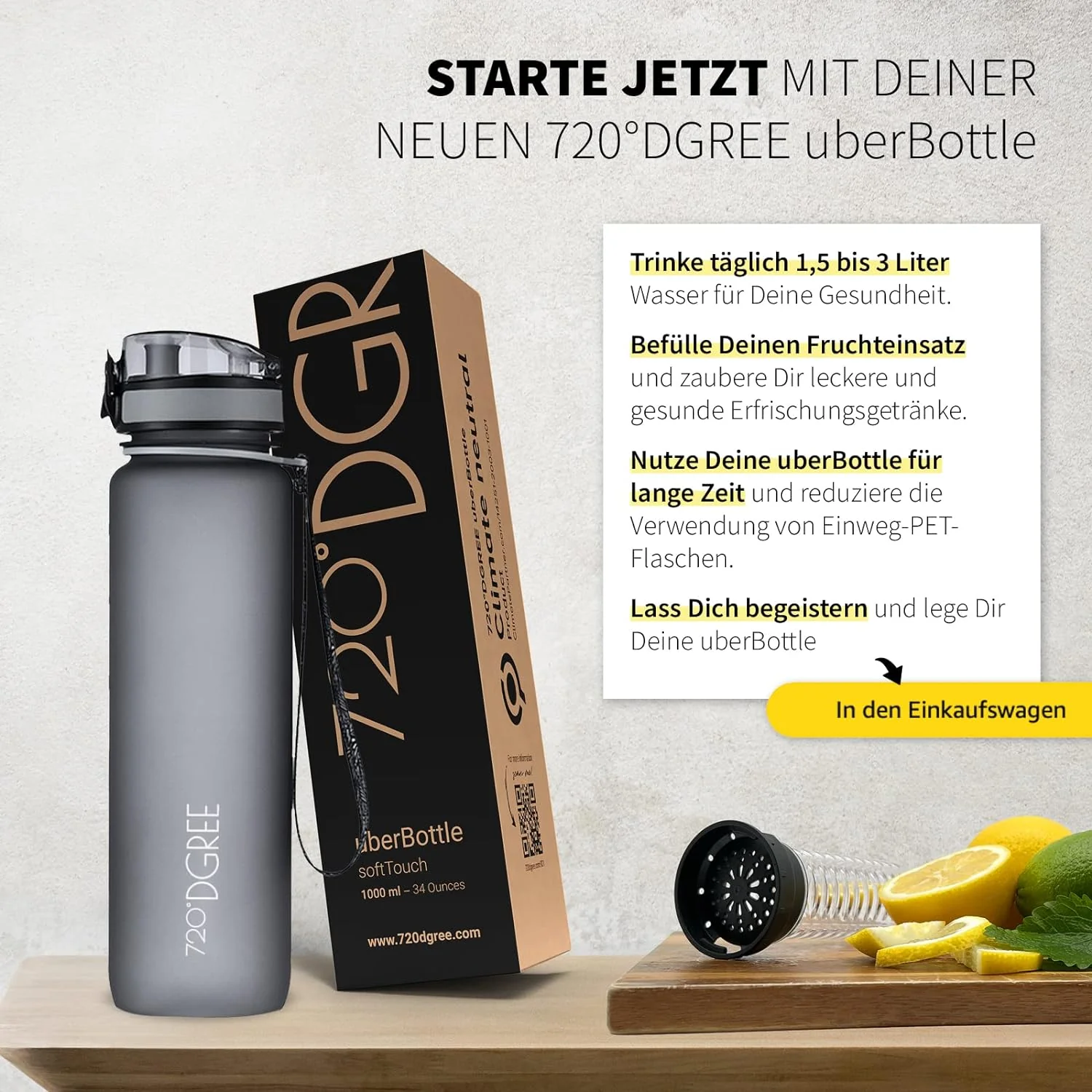 uberBottle Trinkflasche | softTouch Fruchtbehälter - Image 118